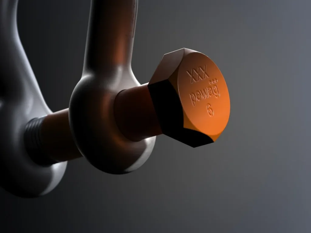 A close up of a bolt shackle from pewag